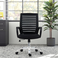 Chaise de bureau ergonomique pivotante moderne avec dossier en maille, chaise de travail pour le personnel de conférence et les utilisateurs d'ordinateur