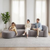 Modernes Mittelgraues Gebogenes Modulares Sofa mit Hoher Gebogener Rückenlehne für Wohnzimmer