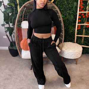 Dropshipping Vêtements pour femmes de haute qualité Vente chaude d'automne Hauts et pantalons unis pour femmes Ensembles décontractés de bureau - Product Image 5
