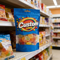 Sachets personnalisés thermoscellables découpés à l'emporte-pièce, sachets alimentaires en plastique de qualité alimentaire pour chips et bonbons