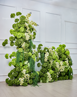 Fleurs d'allée de mariage, roses blanches et vert foncé, hydrangeas, toile de fond pour séance photo, décorations d'arche florale artificielle pour événements, fournitures de fête