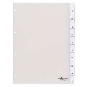 DURABLE - 6821-19 Diviseur A4 10 clés thermosoudées avec perforation d'index 80x80x80mm, transparent - Product Image 1