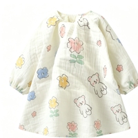 Tissu en mousseline de coton double couche respirant à impression numérique personnalisée, motif floral ours mignon, pour serviette de bain et literie pour bébé