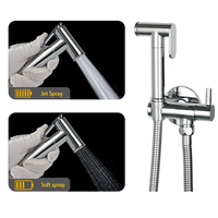 YISHUI Kit de douche bidet mural moderne à double fonction avec pulvérisateur shattaf, en laiton haut de gamme chromé, pour toilettes