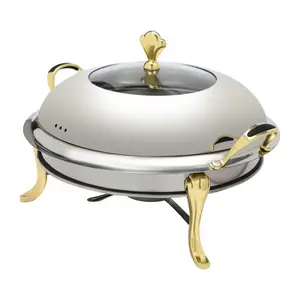 Hot Sale Golden Royal Chafing Schotel Rvs Luxe Buffet Food Warmer Goud Houder Catering Party Brandstof Kachel