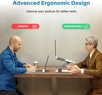 Soporte Universal Ergonómico de Aluminio para Portátil, Plegable, Portátil, para Escritorio, Compatible con Portátiles de 15.6 Pulgadas y Teléfonos
