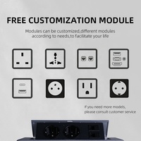Prise de bureau plate standard UE, double prise allemande escamotable avec double port LAN et prises d'extension escamotables