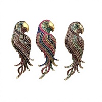 Broche perroquet rétro en alliage avec diamants colorés, polyvalente, style animalier, tendance, mode exagérée euro-américaine, finition peinture à l'huile