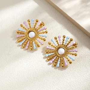 Pendientes de Corazón con Fuegos Artificiales al por Mayor para Mujer, Chapados en Oro PVD con Esmalte, Acero Inoxidable 304, Joyería de Moda - Product Image 3