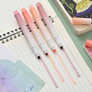 Cute Creative School Student <b>Colored</b> Fluorescent Kids Soft Tip Highlighter Marker <b>Pen</b> Set Stationery 4Pcs/Set - Product Image 2