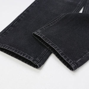 <span class=keywords><strong>Jean</strong></span> taille haute noir-<span class=keywords><strong>gris</strong></span> délavé pour femme, coupe droite ample amincissante, pantalon large - Product Image 3