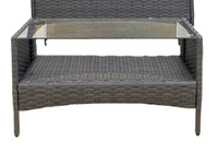 4-teiliges Rattan-Gartenmöbel-Set – Sofa, Couch und Tisch aus Korbgeflecht mit gehärtetem Glas und dicken Kissen