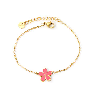 Pulsera de Flor de Cerezo con Cadena Dorada, Joyería para Mujer, Regalo, Accesorio de Moda - Product Image 4