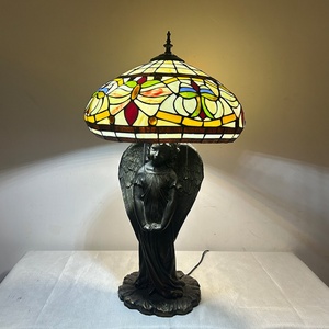 LongHuiJing European Jassmyne Stained Glass LED Lampshade Table Lamp Flexible Simple Angel Base for Living Room Art Decoration - Product Image 3