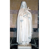 Statue religieuse catholique sculptée à la main en marbre blanc, Sainte Thérèse de Lisieux
