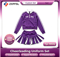 Ensemble d'uniformes de cheerleading personnalisés, haut à manches longues avec demi-zip, jupe plissée, tenue de cheerleader pour femme pour les performances d'équipe