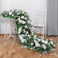 Chemin de table personnalisable en fleurs artificielles en soie avec hortensias et roses pour centre de table, décorations de mariage - Réutilisable et recyclable