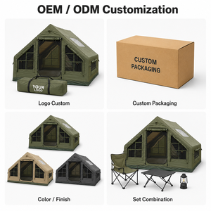 Tente de camping gonflable pour 4 personnes, en Oxford 600D imperméable, avec poutres pneumatiques et hublot en TPU, idéale pour les vacances en famille en plein air - Product Image 6