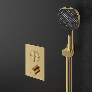 Ensemble de <span class=keywords><strong>douche</strong></span> mural encastré STOTS <span class=keywords><strong>en</strong></span> laiton gris anthracite avec jets de massage intégrés <span class=keywords><strong>et</strong></span> pulvérisation douce pour salle de bain d'hôtel - Product Image 4