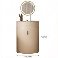 Coiffeuse minimaliste italienne avec miroir éclairé et tiroirs, design amovible pour salles de bain et salles à manger