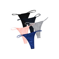 Tanga de Algodón para Mujer, Cintura Baja, Color Sólido, Suave y Transpirable, Ropa Interior para Uso Diario, Lencería, Paquete Múltiple