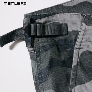 Shorts cargo camouflage pour hommes OEM ODM, grandes poches, respirants, boutons brodés, sergé de coton, mi-longs, vêtements tactiques - Product Image 6