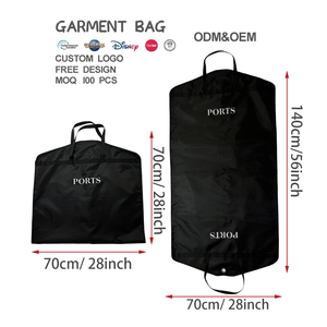 Bolsa de Traje Negra Personalizada de Tela No Tejida <span class=keywords><strong>a</strong></span> <span class=keywords><strong>Precio</strong></span> de Fábrica y Bolsa de Ropa de <span class=keywords><strong>Viaje</strong></span> Plegable Portátil, MOQ Bajo de 100 Piezas para Viajes de Negocios - Product Image 1