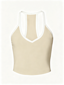 Paquete de 4 Camisetas sin Mangas de Color Sólido para Mujer con Ribete Blanco, Camisetas Casuales de Punto - Product Image 2