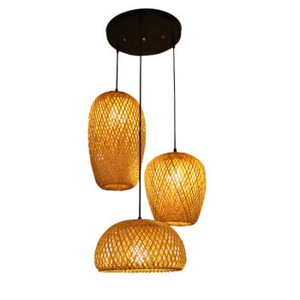 Bamboo Woven Art Pendant <b>Light</b> Round E27 LED Home Lighting For <b>Dining</b> Bedroom Hallway Balcony Entryway Three Headed - Product Image 5