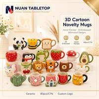 Keramische Koffiemok Luxe Scandinavisch 3D Cartoon Novelty Mokken Handgeschilderde Dierenfiguren Grappig Design voor Cadeau Groothandel