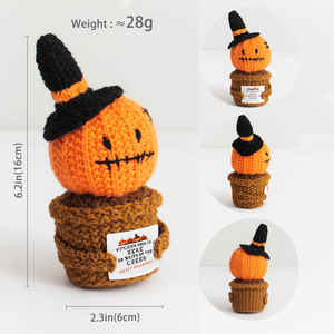 Halloween fait à la main décor de bureau citrouilles fantômes poupées à énergie positive Crochet câlin plante et cartes cadeaux de fête - Product Image 4