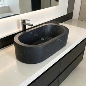 Lavabo Rectangular de Mármol Blanco Pulido <span class=keywords><strong>con</strong></span> <span class=keywords><strong>Escurridor</strong></span>, Ecológico, para Baño, Lavabo Moderno de Lujo para Hotel u Hogar - Product Image 6