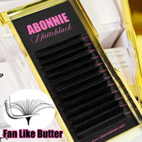 Extensions de cils Abonnie Premium coréennes en PBT noir mat effet vison, les meilleures extensions de cils en velours sur plateaux