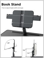 SAIJI Bureau en cuir XXL Table d'ordinateur portable réglable Super stabilité Table pliante Lapdesk Premium avec support pour l'étude