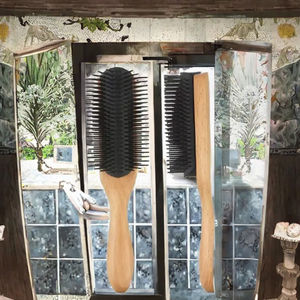 Brosse à cheveux Denman à 9 rangées avec logo personnalisé, poils en bois, coussin, démêlant, tête amovible, ventilation, pagaie, salons - Product Image 3