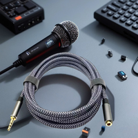 Câble d'extension audio en cuivre sans oxygène plaqué or 3,5 mm, mâle-femelle, tressé en nylon, pour écouteurs, haut-parleurs, téléphone, son stéréo