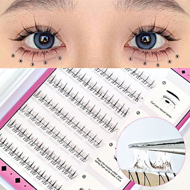 Wholesale Individual Cluster Lashes No Glue Needed Press-on Self Adhesive Lash Clusters Lower Bottom Lashes