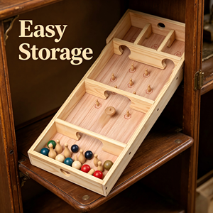 Set Classico di Trottola in Legno, Mini <span class=keywords><strong>Bowling</strong></span> e Scacchiera, Gioco <span class=keywords><strong>da</strong></span> <span class=keywords><strong>Tavolo</strong></span> Ecologico Educativo Portatile per Casa e Viaggio - Product Image 3