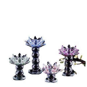 ที่วางเทียนคริสตัลรูปดอกบัว Dazhi ทนความร้อน ของตกแต่งทางศาสนาสำหรับบูชาพระพุทธ ใช้ในบ้าน รุ่นดอกบัวเจ็ดสี - Product Image 2