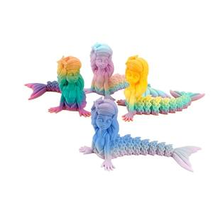 Vashine Figurine d'action personnalisée imprimée en <span class=keywords><strong>3D</strong></span>, Sirène colorée en PLA, Jouet, Ornements de maison, Articulations mobiles, Sirène des mers, Animaux écologiques - Product Image 1
