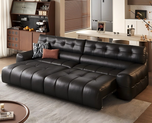 <span class=keywords><strong>Canapé</strong></span> carré trois places ultra-doux en charbon de bois, rembourré en cuir de vachette pleine fleur, <span class=keywords><strong>canapé</strong></span>-lit électrique coulissant - Product Image 4