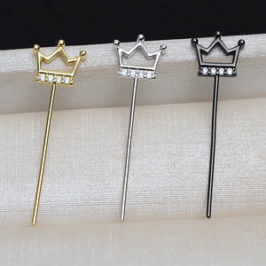 Accesorio Versátil de Plata S925 Hecho a Mano, con Diseño de Varita de Mago Demonio y Corona, para Abalorios Barrocos, Soporte Hueco para Cuentas, Fornituras de Joyería 4010 - Product Image 1