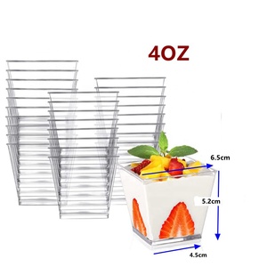 <span class=keywords><strong>NH</strong></span> Prix d'usine Tasses froides en plastique transparent PS personnalisées Bol à yaourt et à salade de fruits Tasses à dessert avec couvercles - Product Image 5