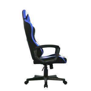 Chaise de jeu noire avec surpiqûres en losange, ergonomique, dossier haut, pivotante et réglable - Product Image 2