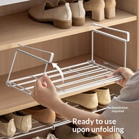Meuble de rangement à chaussures LANZYLO ODM à un seul niveau, mobile, sans installation requise, avec compartiments superposés et support rétractable suspendu