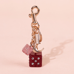 Dice-shaped Bag Pendant Car Key Accessories Alloy and Glass Crystal Dice Keychains Gilt Stylish and Fashionable Accessories Gift