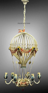 Lustre inspiré du style vintage, en forme de montgolfière, style français, en laiton orné, pour salle à manger et salon parisien - Product Image 5