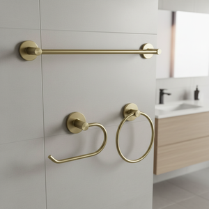 Juego de Accesorios de Baño Modernos de 3 Piezas en Oro Mate para Proyectos Hoteleros y Residenciales - Product Image 1