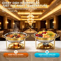 Chafer rond en acier inoxydable demi-or 5QT avec couvercles en verre pour la restauration Chafing Dish Buffet Set