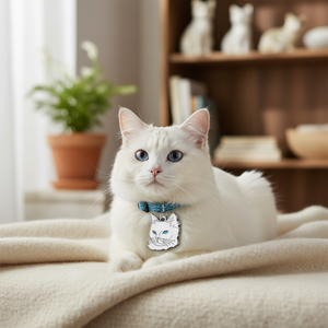 Medaglietta identificativa per gatti Tag Cat Van Blue Eyes con finitura smaltata e placcatura in argento - Product Image 3